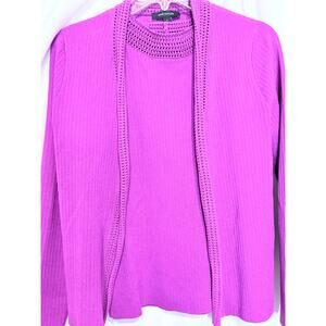 Anne Taylor Magenta Knit Cardigan Set, Size M- NWT